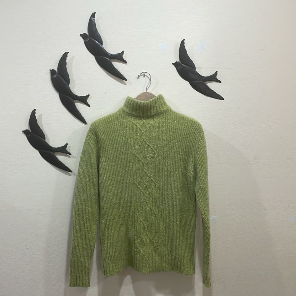 Burberrys Wool Angora Flecked Cable Knit Mockneck Sweater - PM - USA, Vintage!